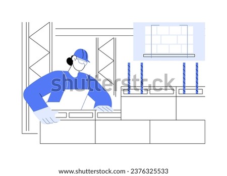 Concrete masonry abstract concept vector illustration. Professional contractor deals with concrete masonry, building process, commercial construction works, make a block wall abstract metaphor.