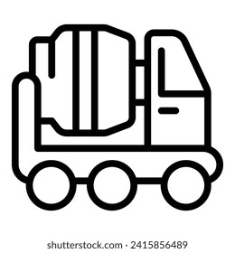 Concrete material icon outline vector. Worker mix. Slender linear machine