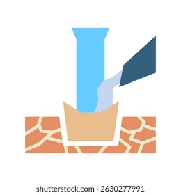 Ilustração mini de concreto ícone de cor plana, uso para engenharia civil, indústria, construção UI, kit UX, aplicativo e desenvolvimento web, digital ou impressão.