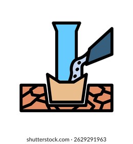 Concrete mini illustration outline color icon, use for civil engineering, industry, construction UI, UX kit, app and web development, digital or print.