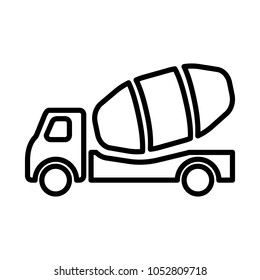 concrete mixer car icon, cement, construction