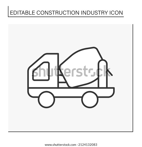  Concrete\
mixer car line icon. Transport trucks maintain a material liquid\
state.Building material. Construction industry concept. Isolated\
vector illustration. Editable\
stroke