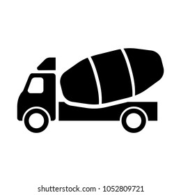 concrete mixer car vector icon, cement car flat sign, construction truck
