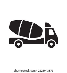 Concrete mixer car vector icon, concrete car flat sign design, construction truck symbol pictogram EPS 10