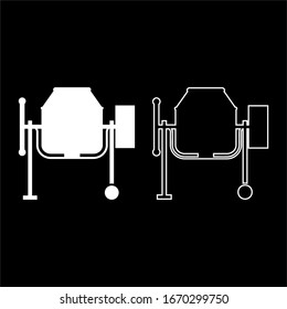 Icono de máquina de cemento de hormigón conjunto de esquema de color blanco ilustración vectorial estilo plano imagen