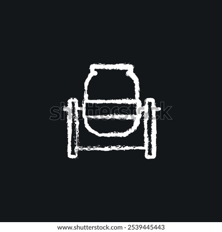 Concrete mixer chalk icon. Thin line customizable illustration. Contour symbol. Vector isolated outline drawing.