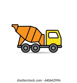 Concrete mixer color icon, vector isolated mixer truck symbol.