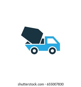 Concrete Mixer Colorful Icon Symbol. Premium Quality Isolated Cement Vehicle Element In Trendy Style.