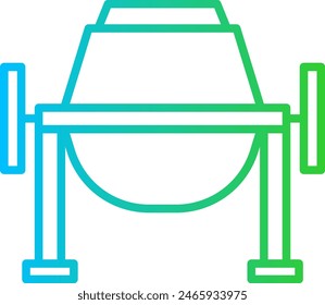 Concrete mixer construction machinery with blue and green gradient outline style. mixing, cement, equipment, mixer, industry, construction, concrete. Vector illustration