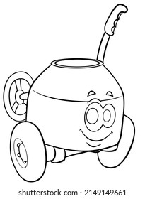 Concrete mixer. Element for coloring page. Cartoon style.