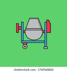 concrete mixer filled outline Icon. construction and tool vector illustration on color background