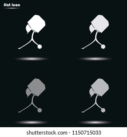 Concrete mixer flat grayscale vector icon.