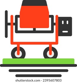 Concrete Mixer Flat Icon Vector Design