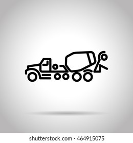 concrete mixer flat line icon