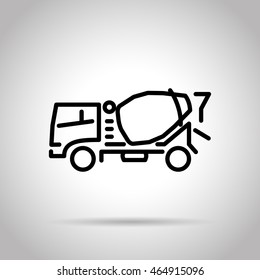 concrete mixer flat line icon