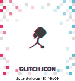 Concrete mixer  glitch effect vector icon.