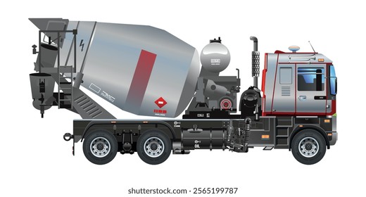 Concrete mixer heavy truck for construction service vector illustration