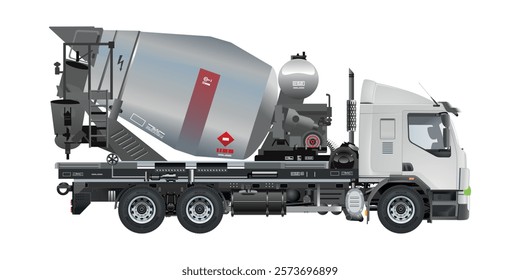 Concrete mixer heavy truck for construction service 3D vector illustration