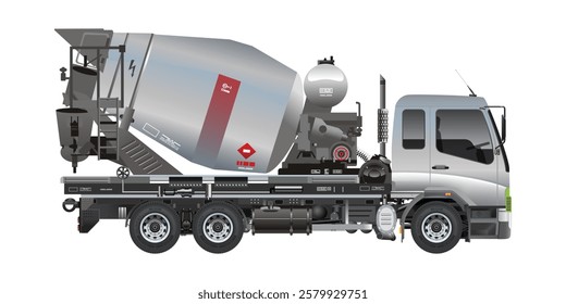 Concrete mixer heavy truck for construction service 3D vector illustration