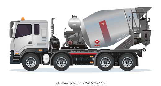 Concrete mixer heavy truck for construction service 3D vector illustration