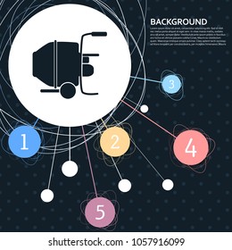 Concrete mixer icon with the background to the point and with infographic style. Vector illustration