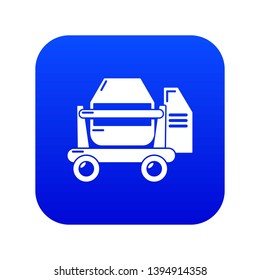 Concrete mixer icon blue vector isolated on white background