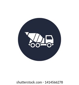 Concrete mixer icon in circle, vector isolated simple build mixer truck symbol.