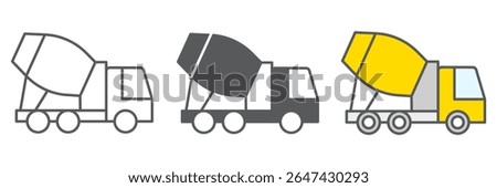 Concrete mixer icon collection, construction and vehicle, cement mixer truck sign vector set graphics, editable stroke linear icon, eps 10