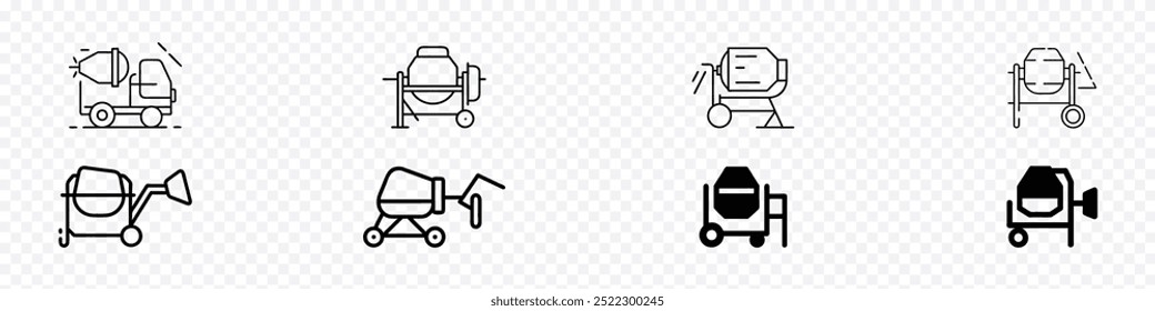ícone de betão. Ícones de ferramentas de construção, caminhão misturador de concreto ícone simples, ícone misturador de concreto, vetor isolado símbolo caminhão misturador simples.