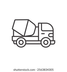 Concrete Mixer Icon Depicting Construction Equipment in Black and White