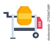 Concrete Mixer Icon Flat Style Vector Illustration