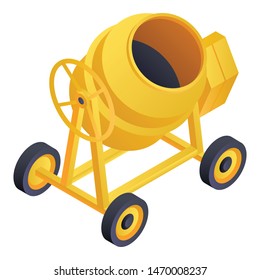 Concrete mixer icon. Isometric of concrete mixer vector icon for web design isolated on white background