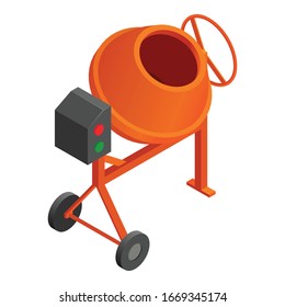 Concrete mixer icon. Isometric of concrete mixer vector icon for web design isolated on white background