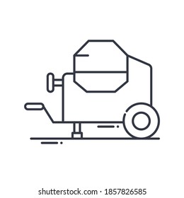 Concrete mixer icon, linear isolated illustration, thin line vector, web design sign, outline concept symbol with editable stroke on white background.
