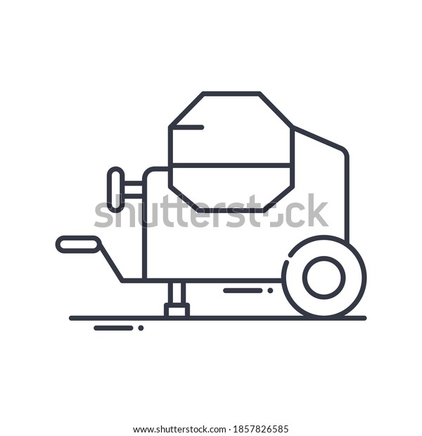 Concrete mixer icon, linear isolated\
illustration, thin line vector, web design sign, outline concept\
symbol with editable stroke on white\
background.