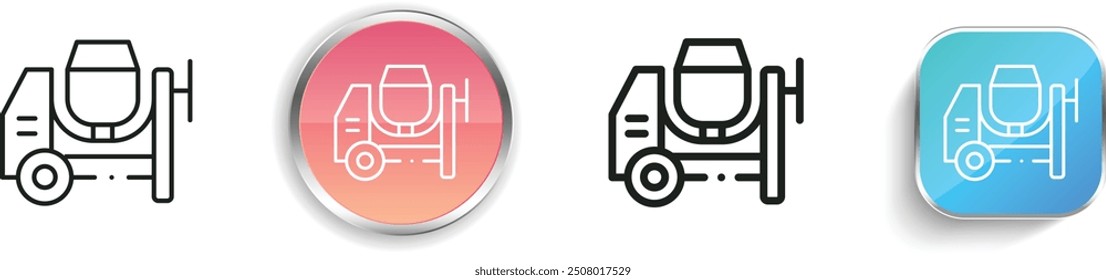 concrete mixer icon. Thin Linear, Regular and Button Style Design Isolated On White Background