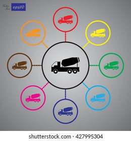 concrete mixer icon vector button logo symbol concept.