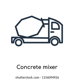 Concrete mixer icon vector isolated on white background. thin symbols or lined elements in outline style