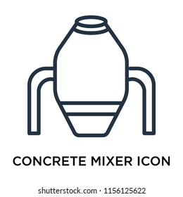 Concrete mixer icon vector isolated on white background, Concrete mixer transparent sign , line symbol or linear element design in outline style