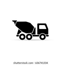 Concrete mixer icon, vector isolated simple mixer truck symbol.