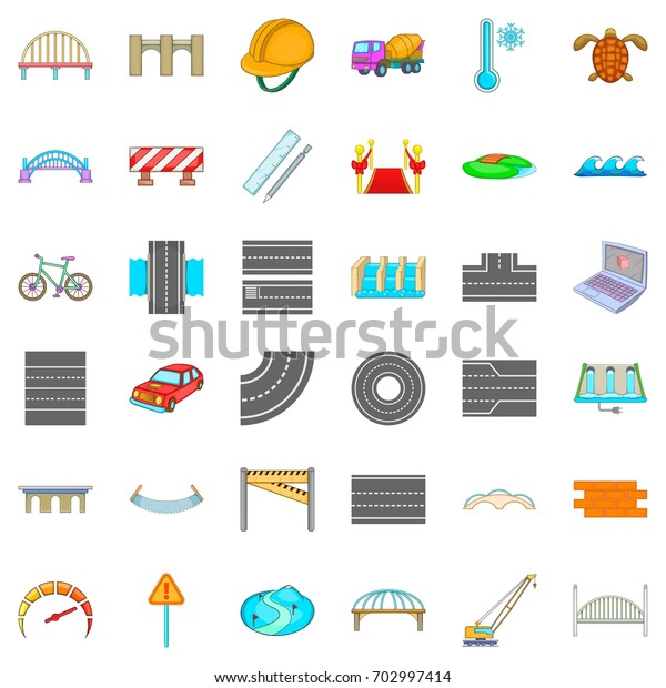 Concrete mixer icons\
set. Cartoon style of 36 concrete mixer vector icons for web\
isolated on white\
background