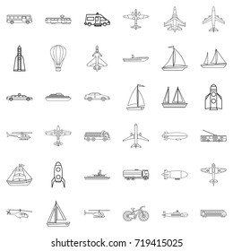 Concrete mixer icons set. Outline style of 36 concrete mixer vector icons for web isolated on white background