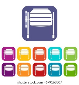 Concrete mixer icons set vector illustration in flat style In colors red, blue, green and other