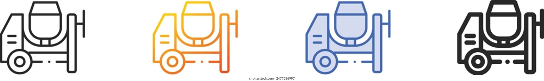 concrete mixer icon.Thin Linear, Gradient, Blue Stroke and bold Style Design Isolated On White Background