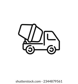 Concrete mixer line icon isolated on white background