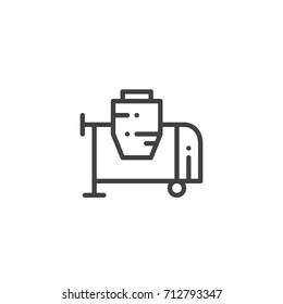 Concrete mixer line icon, outline vector sign, linear style pictogram isolated on white. Symbol, logo illustration. Editable stroke