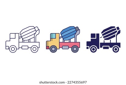 Concrete Mixer line and solid illustration icon