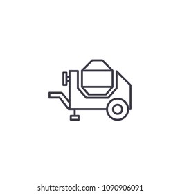 Concrete mixer linear icon concept. Concrete mixer line vector sign, symbol, illustration.