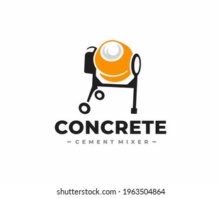 Concrete mixer logo design. Cement mixer machine vector design. Construction equipment logotype