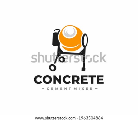 Concrete mixer logo design. Cement mixer machine vector design. Construction equipment logotype